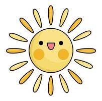vettore kawaii sole icona per bambini. carino tempo metereologico elemento simbolo illustrazione. divertente sorridente cartone animato carattere. adorabile pianeta clipart
