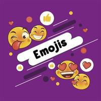 emoji con diverse emozioni divertente cartone animato amore bacio felice vettore