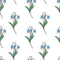 modello senza cuciture con illustrazione vettoriale di campane di fiori blu