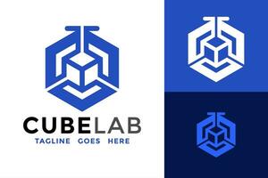 cubo laboratorio logo design vettore modello