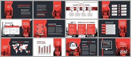 presentazione della società di affari sfondo città con modello di infographics. vettore