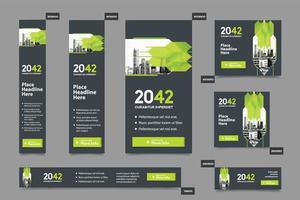 sfondo della città modello di banner web aziendale in più dimensioni. facile da adattare a brochure, relazioni annuali, riviste, poster, mezzi pubblicitari aziendali, volantini, siti web. vettore