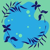 vettore telaio nel il modulo di un' modello di fiori e le foglie disposte nel un' cerchio su un' blu sfondo