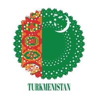 bandiera del turkmenistan con un elegante concetto di ornamento della medaglia vettore