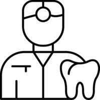 icona della linea del dentista vettore