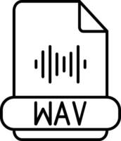 wav formato linea icona vettore