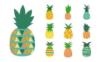 dieci icone di ananas vettore