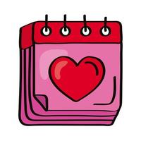 calendario con cuore vettore