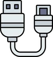 USB linea pieno icona vettore
