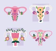 quattro uteri con fiori vettore