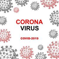 concetto di coronavirus con elementi di design disegnati a mano. virus del microscopio da vicino. illustrazione vettoriale in stile schizzo. covid-2019