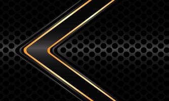 freccia nera astratta oro direzione geometrica su cerchio grigio scuro design a rete tecnologia di lusso moderna sfondo futuristico vettore