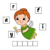 puzzle di parole. foglio di lavoro per lo sviluppo dell'istruzione. gioco di apprendimento per bambini. pagina delle attività. puzzle per bambini. indovinello per la scuola materna. semplice illustrazione vettoriale piatto isolato in stile cartone animato carino.