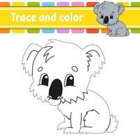 traccia e colora. pagina da colorare per bambini. pratica della scrittura a mano. foglio di lavoro per lo sviluppo dell'istruzione. pagina delle attività. gioco per i più piccoli. illustrazione vettoriale isolato. stile cartone animato.