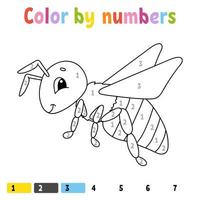 colore con i numeri. libro da colorare per bambini. carattere allegro. illustrazione vettoriale. stile cartone animato carino. disegnato a mano. pagina di fantasia per bambini. isolato su sfondo bianco. vettore