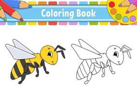 libro da colorare per bambini. carattere allegro. illustrazione vettoriale. stile cartone animato carino. pagina fantasy per bambini. sagoma contorno nero. isolato su sfondo bianco. vettore