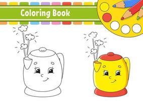 libro da colorare per bambini. carattere allegro. illustrazione vettoriale. stile cartone animato carino. disegnato a mano. pagina di fantasia per bambini. isolato su sfondo bianco. vettore