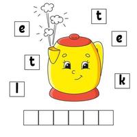 puzzle di parole. foglio di lavoro per lo sviluppo dell'istruzione. gioco di apprendimento per bambini. pagina delle attività. puzzle per bambini. indovinello per la scuola materna. semplice illustrazione vettoriale piatto isolato in stile cartone animato carino.