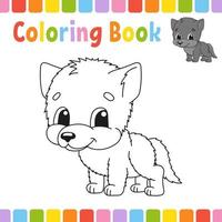 libro da colorare per bambini. carattere allegro. illustrazione vettoriale. stile cartone animato carino. pagina fantasy per bambini. sagoma contorno nero. isolato su sfondo bianco. vettore