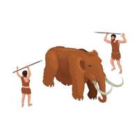 caccia al mammut composizione preistorica vettore
