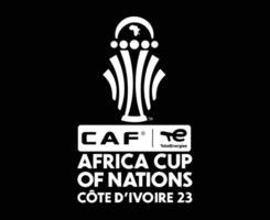 può avorio costa tazza 2023 logo bianca africano tazza di nazioni calcio design con nero sfondo vettore