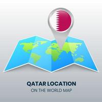 icona della posizione del qatar sulla mappa del mondo, icona della spilla rotonda del qatar vettore