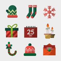 icona del set di oggetti natalizi vettore