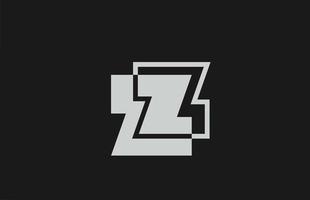 icona del logo della lettera dell'alfabeto grigio nero bianco z. design dalla linea semplice per l'azienda vettore