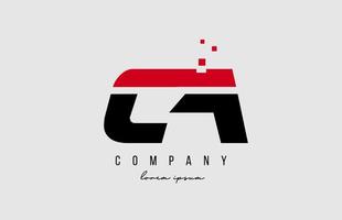 combinazione di logo della lettera dell'alfabeto ca ca in colore rosso e nero. design di icone creative per azienda e business vettore