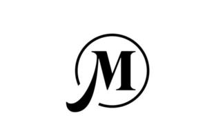 m alfabeto lettera logo icona in semplice colore bianco e nero. design elegante e creativo del cerchio per affari e società vettore