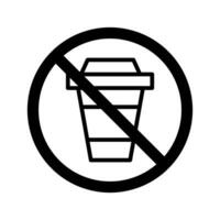 vettore nero linea icona proibito per bevanda caffè isolato su bianca sfondo