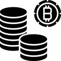 bitcoin i soldi solido e glifo vettore illustrazione