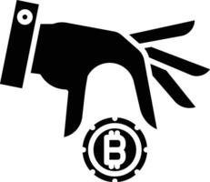 raccogliere bitcoin solido e glifo vettore illustrazione