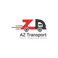 za lettera o az lettera, camion trasporto veicolo la logistica e consegna azienda logo design modello vettore