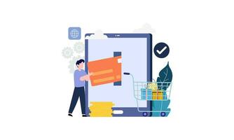 in linea shopping e e-commerce concetto illustrazione vettore