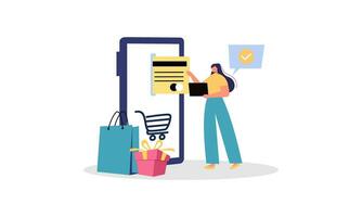 in linea shopping e e-commerce concetto illustrazione vettore
