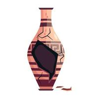 greco rotto vaso antico vaso isolato. ceramica rotto vaso con greco simbolo. cartone animato vettore illustrazione. ceramica vaso terracotta antico design.