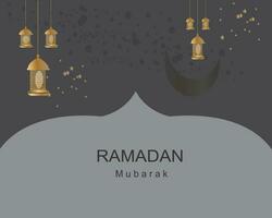 Ramadan kareem islamico bandiera modello. eid mubarak musulmano manifesto design vettore con un' lanterna, Luna, e stella nel lusso sfondo. Ramadan vettore design elemento.