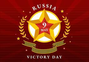 Russia vittoria giorno vettore illustrazione su Maggio 9 con medaglia stella di il eroe, grande patriottico guerra e nastro giallo nero colore nel piatto sfondo