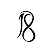 elegante numero 18 logo design modello vettore illustrazione