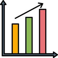 bar grafico linea pieno icona vettore