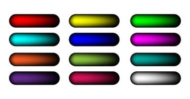 i gradienti olografici impostano i pulsanti delle barre. pulsanti di chiamata all'azione multicolori, gradienti geometrici fluidi dal design brillante, pulsanti vuoti colorati per il web dal volume morbido, barra dei colori vividi piatta, set di banner vettore