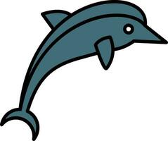 delfino linea pieno icona vettore