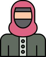 donna con niqab linea pieno icona vettore