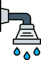 doccia linea pieno icona vettore