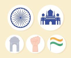 icone piatte indiane vettore