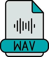 wav formato linea pieno icona vettore