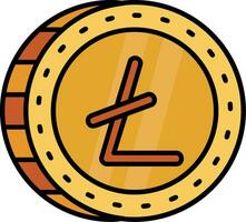 litecoin linea pieno icona vettore