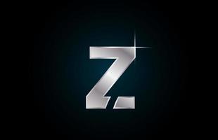 z icona del logo della lettera dell'alfabeto in metallo argentato per affari e società con design scintilla vettore