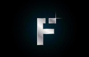 f icona del logo della lettera dell'alfabeto in metallo argentato per affari e società con design scintilla vettore